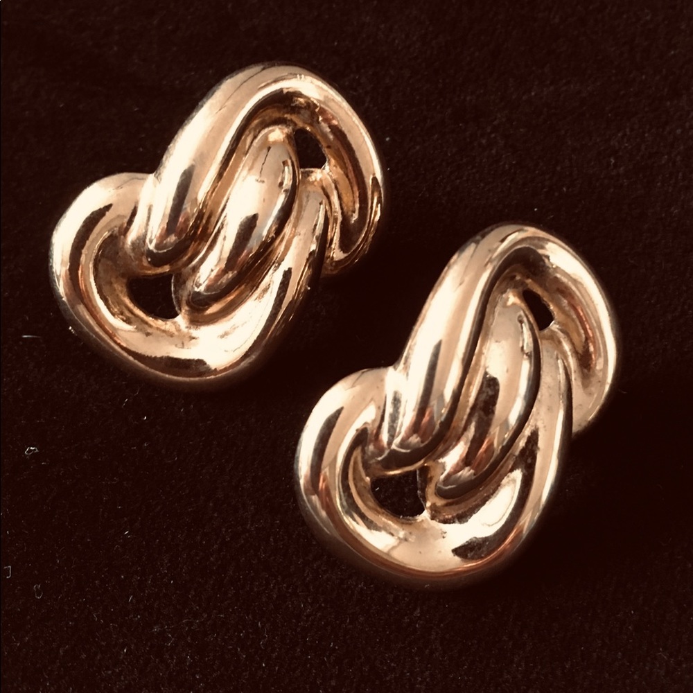 Vintage Gold Tone Knot Pierced Earrings